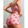 MDB MdbShop Pamuklu Kiss Öpücük Desen Pembe Şortlu Pijama Takımı