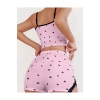 MDB MdbShop Pembe Kalp Desenli Askılı Şortlu Pijama Takım