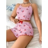MDB MdbShop Pembe Kiraz Desenli Askılı Şortlu Pijama