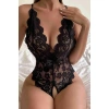 MDB MdbShop Siyah Özel Bölgesi Açık Fiyonklu Dantel Fantezi Body