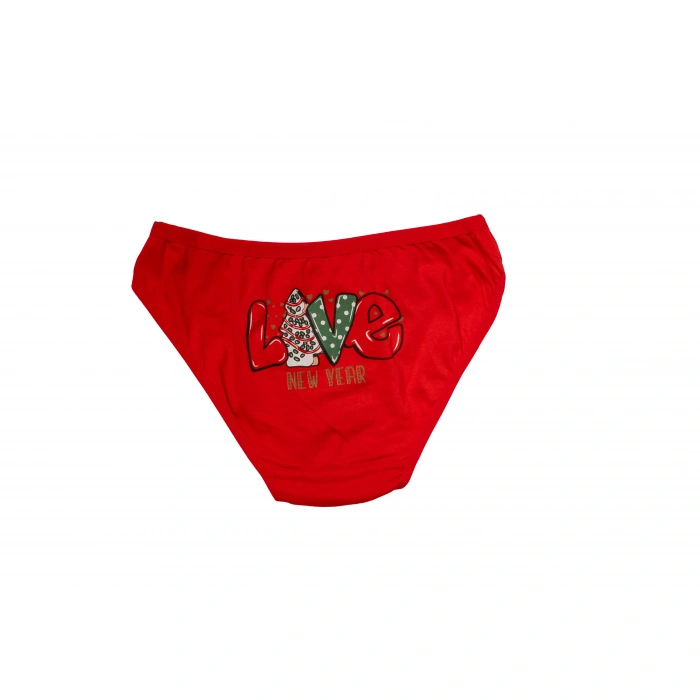 MDB MdbShop Kırmızı Yılbaşı Desenli Love New Year Pamuklu Külot