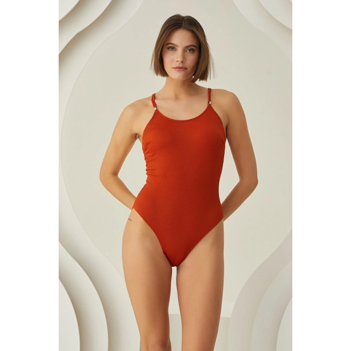 MDB MdbShop Özel Tasarım Fitilli Kiremit Rengi Mayo