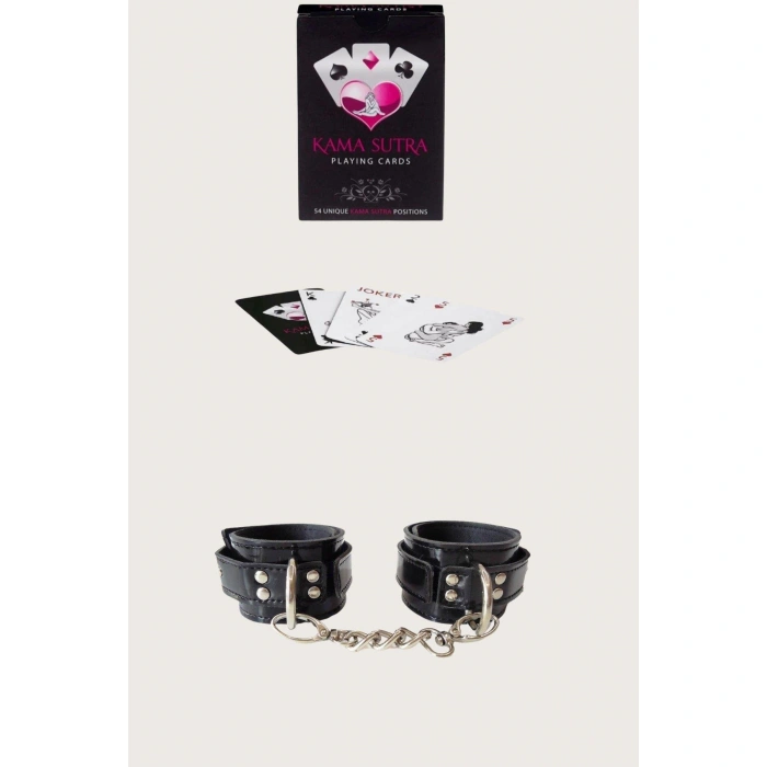 MDB MdbShop Sexy Görselli Oyun Kartı Kama Sutra Siyah Kelepçe Set