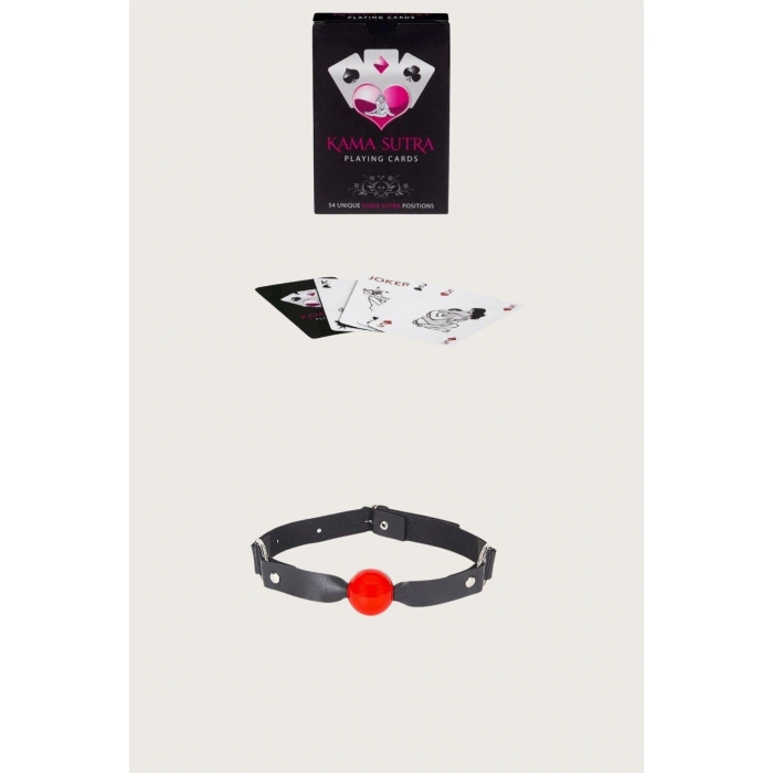 MDB MdbShop Sexy Görselli Oyun Kartı Kama Sutra Siyah Kırmızı Ağız Topu Set