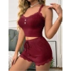 MDB MdbShop Bordo Dantel İşlemeli Fitilli Askılı Şortlu Pijama Takımı