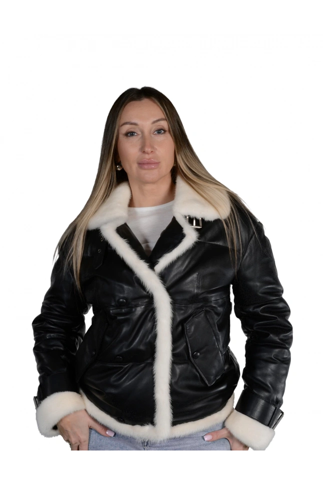 Lucia Vizon Tüylü Hakiki Deri Ceket Kadın