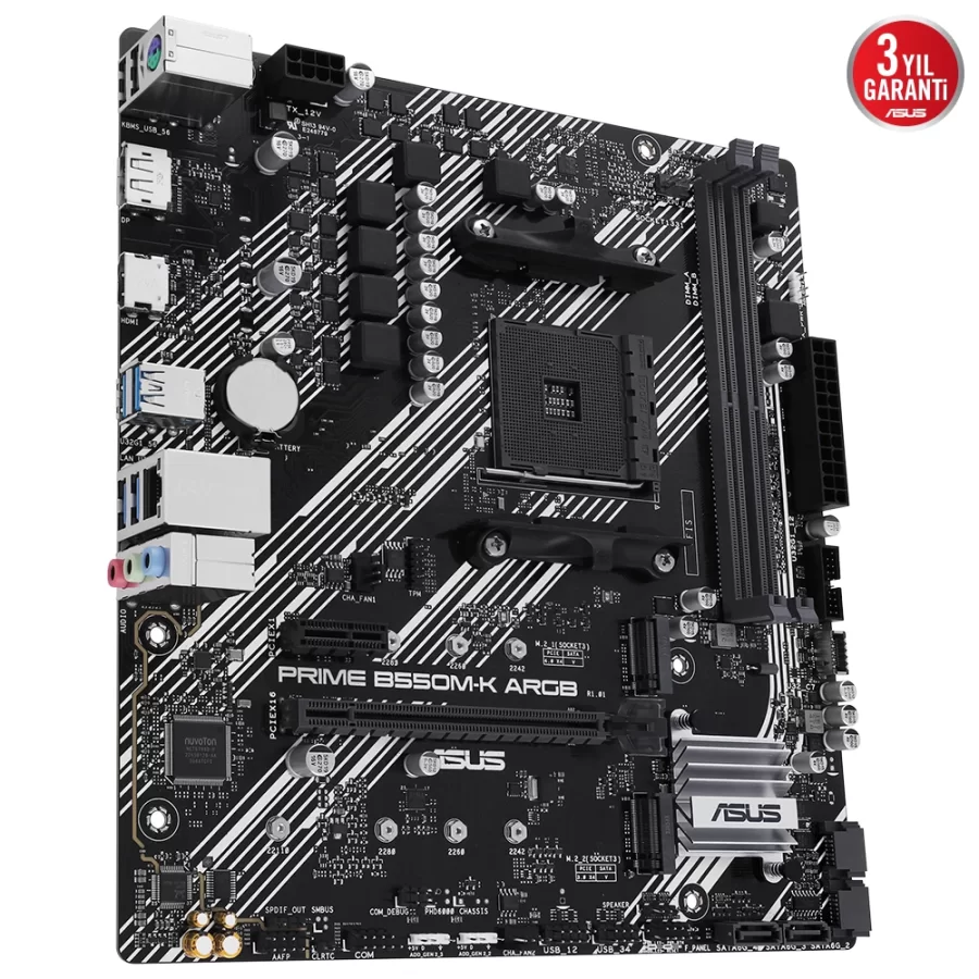 ASUS PRIME B550M-K ARGB AMD B550 AM4 DDR4 4866 AURA RGB mATX Anakart