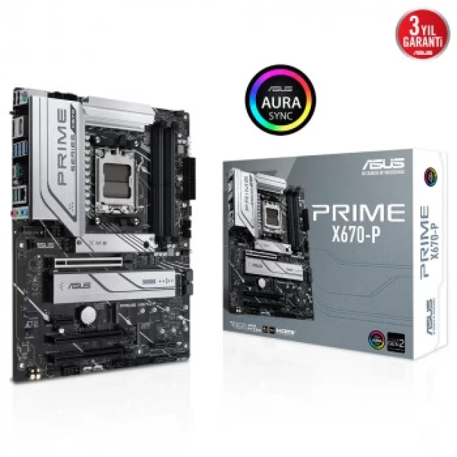 ASUS PRIME X670-P AMD X670 AM5 DDR5 6400 AURA RGB ATX Anakart