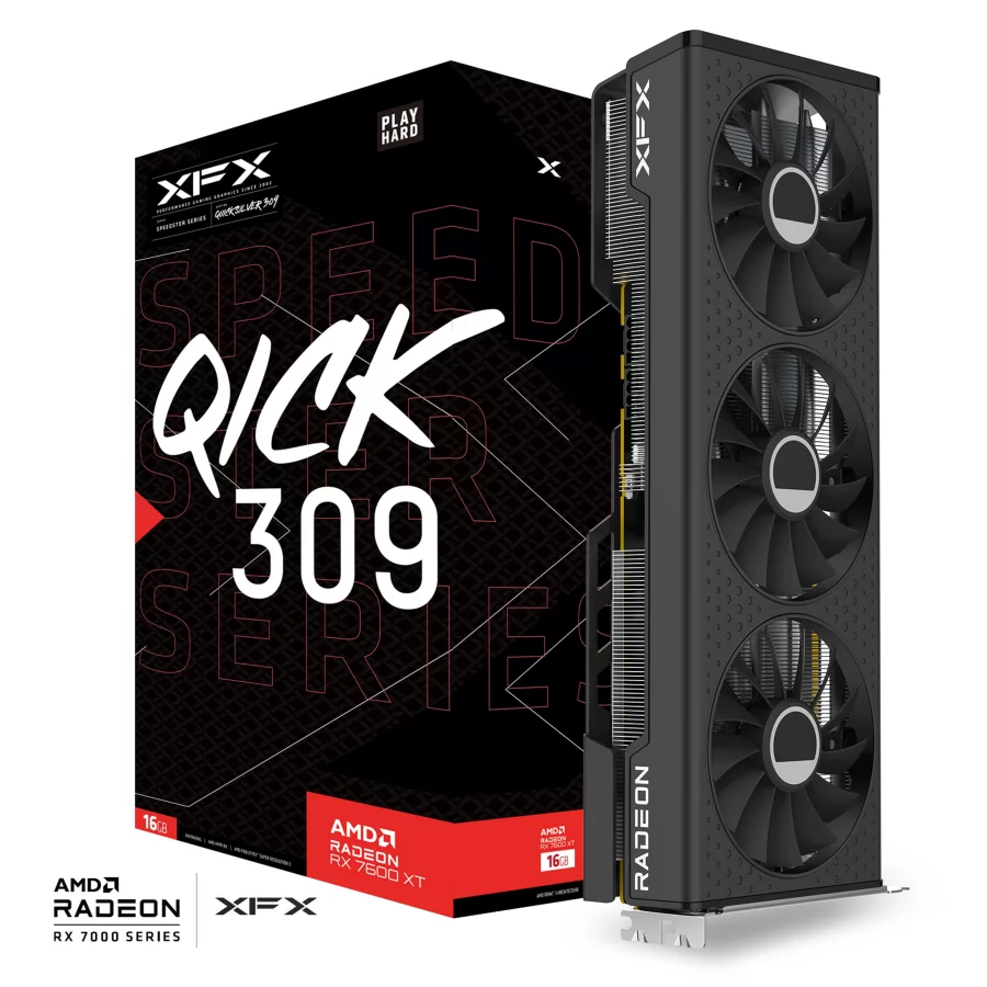 XFX Speedster QUICK 309 AMD Radeon RX 7600 XT Black RX-76TQICKBP 16GB GDDR6 128Bit Ekran Kartı