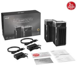 Asus ZenWifi XT12 WIFI6-Gaming-Ai Mesh-AiProtectionPro-Bulut-Kablosuz Ağ Dağıtım Mesh Sistemi (İkili Paket)