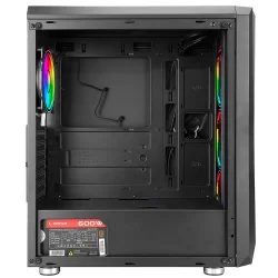 RAMPAGE DEEPFORCE 4x120mm RGB FANLI 600W 80PLUS BRONZE MidT ATX GAMING KASA