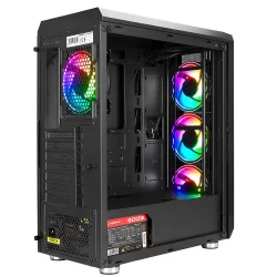 RAMPAGE DEEPFORCE 4x120mm RGB FANLI 600W 80PLUS BRONZE MidT ATX GAMING KASA