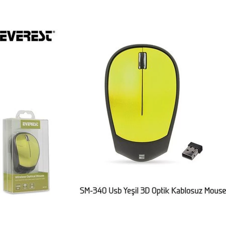 Everest SM-340 Yeşil Optik Kablosuz Mouse