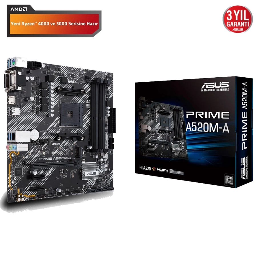 ASUS PRIME A520M-A AMD A520 AM4 DDR4 4800 mATX Anakart