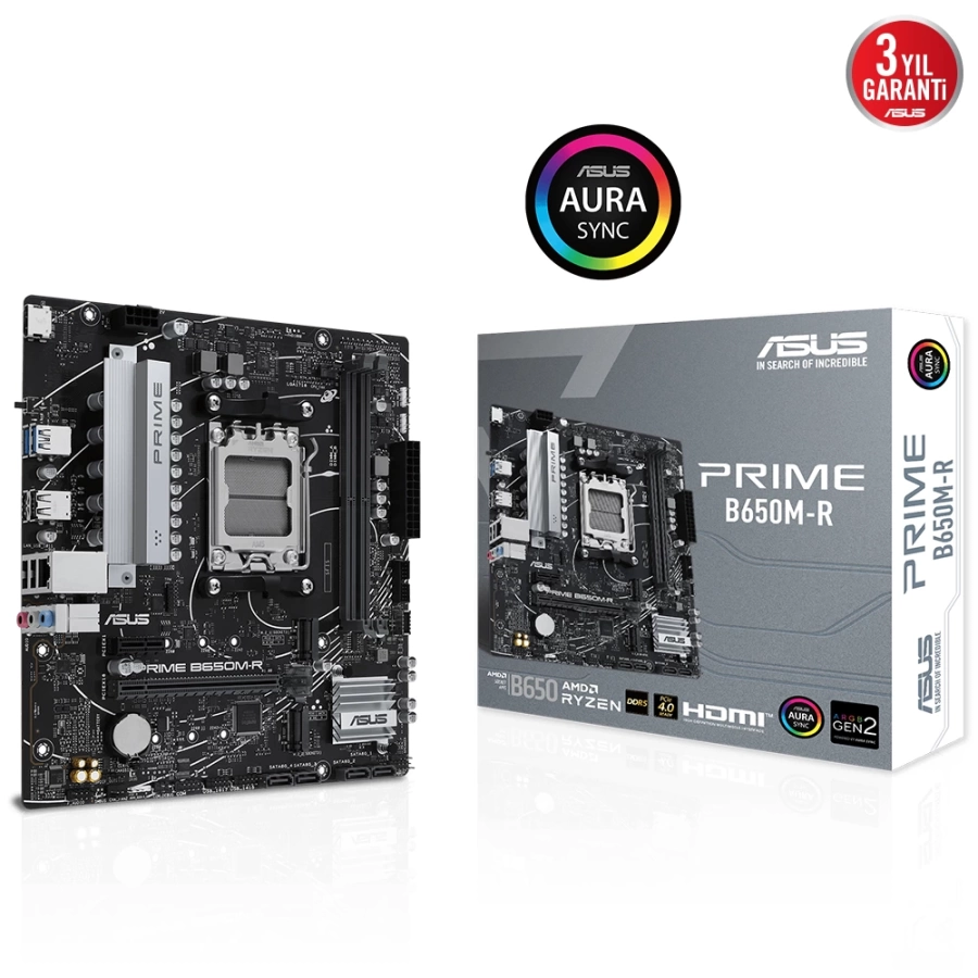 ASUS PRIME B650M-R AMD B650 AM5 DDR5 7200 AURA RGB mATX Anakart
