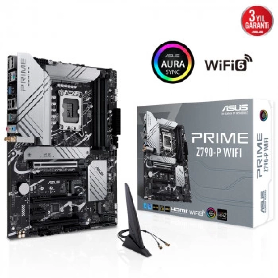 ASUS PRIME Z790-P WIFI D4 Intel Z790 LGA1700 DDR4 5333 WiFi+BT AURA RGB 2.5Gbit LAN ATX Anakart