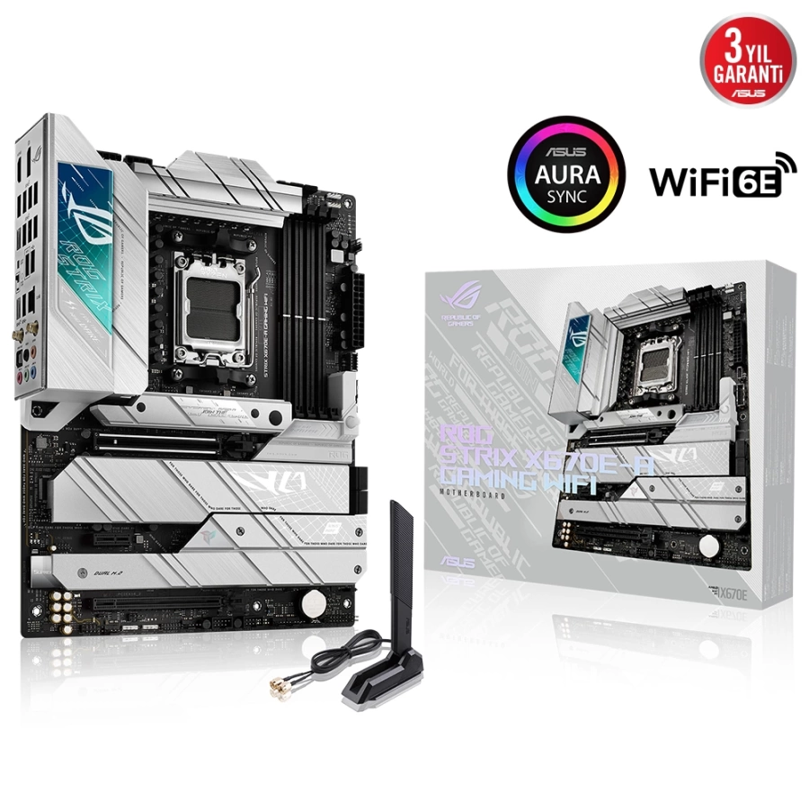 ASUS ROG STRIX X670E-A GAMING WIFI AMD X670 AM5 DDR5 6400 WiFi 6E AURA RGB ATX Anakart