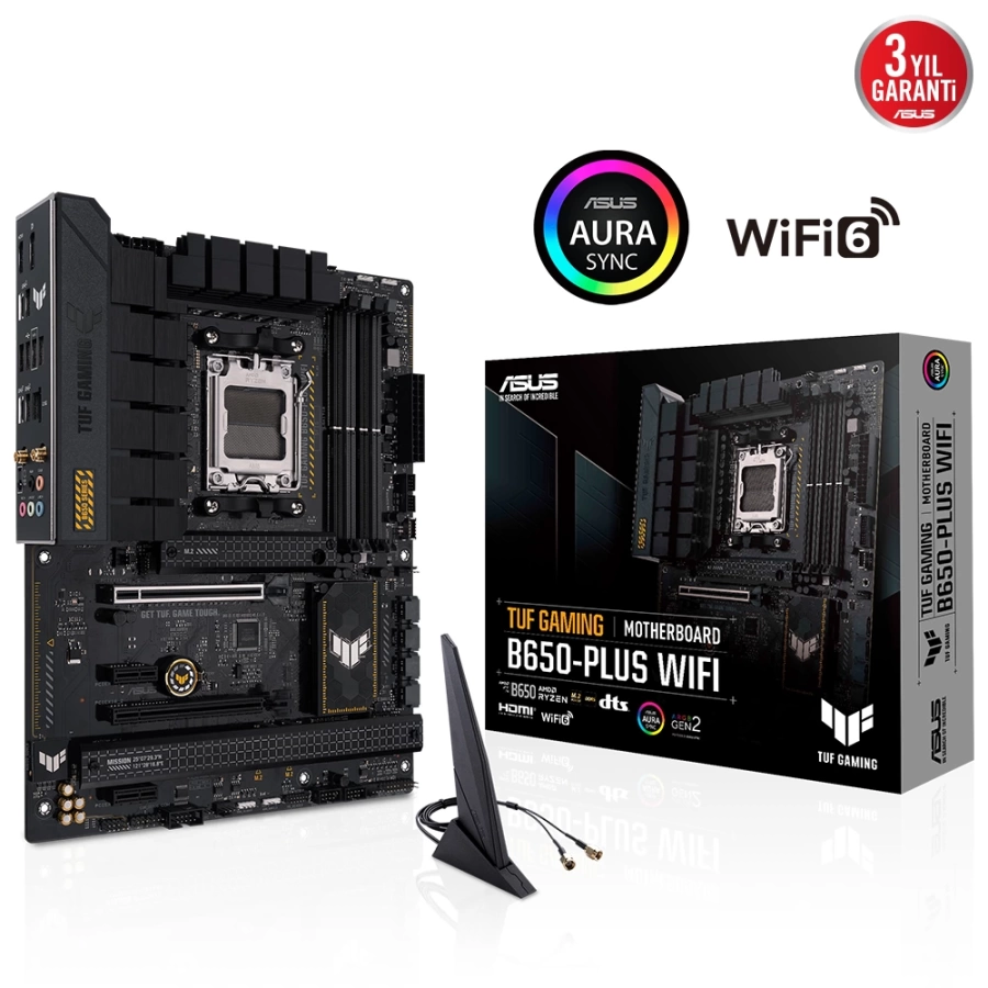 ASUS TUF GAMING B650-PLUS WIFI AMD B650 AM5 DDR5 6400 AX WiFi+BT AURA RGB ATX Anakart