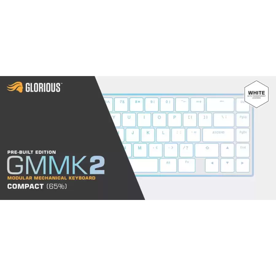 Glorious GMMK2 QTR Modüler Mekanik Klavye %65 Beyaz