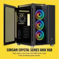 CORSAIR Crystal Serisi 680X Black RGB High Airflow Tempered Glass USB 3.1 Siyah Mid Tower Kasa
