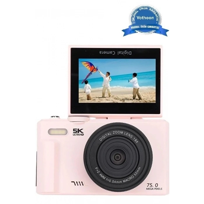 5k 75mp Hd Dijital Kamera 18x Dijital Zoom, Flaşlı,3.0 İnç Ekranlı Vlog Ve Fotoğraf Makinesi