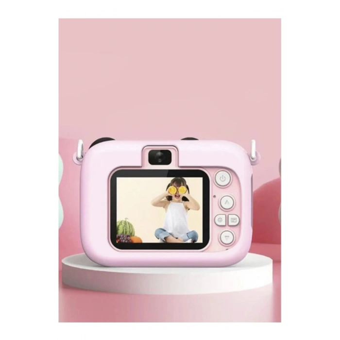 Mini 1080p Hd Çocuk Kamera Dijital Fotoğraf Makinesi 2.0 Inç Ekran 5 Adet Oyun Pembe