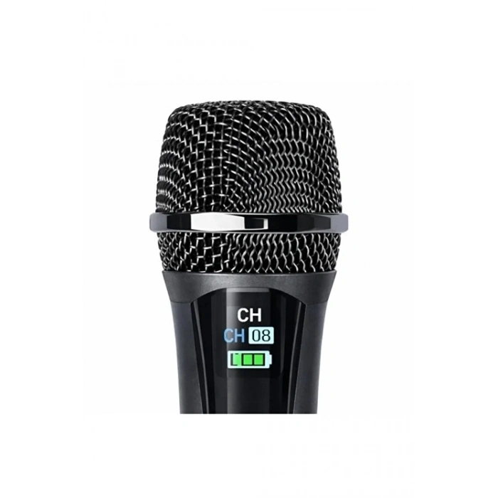 Profesyonel Çiftli Kablosuz Mikrofon Seti Karaoke Şarj Edilebilir 50 Metre