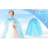 Karlar Ülkesi Elsa Frozen Mavi Pelerin – 80 Cm Kar Desenli Çocuk Pelerini ( Taç Hariç )