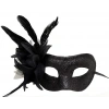 Siyah Renk Metalize Sim Görünümlü Parlak Tüylü Parti Maskesi 22x19 Cm