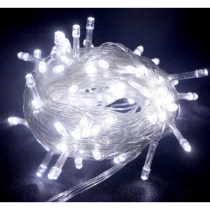 10m 100 Led Boncuk Lamba Beyaz Işık Şeffaf Kablo Mz-18-11