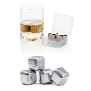 4lü Çelik Metal Kaplama Viski Taşı Soğutma Buz Küpü