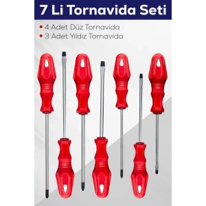 7li Tornavida Seti (4  Düz Tornavida 3  Yıldız Tornavida)