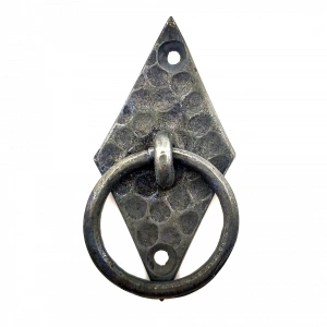 Antika Tarz Dekoratif Pirinç Dik Baklava Halka , Mobilya Kulbu - 82x41 Mm, Oksit