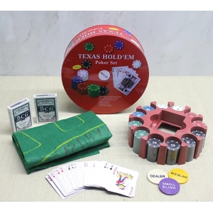 Metal Kutulu 240 Chip Ve 2 Adet İskambil  Kağit Setine Sahip Poker Oyunu Alk3539