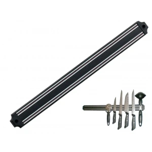 Mutfak Duvarına Monte Mıknatıslı Geniş Bıçak Tutucu Stand - 55 Cm - Siyah - Paslanmaz Çelik