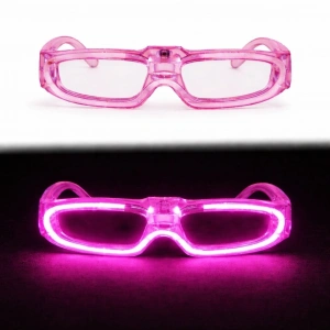 Pembe Led Işıklı Parti Gözlüğü 3 Modlu – Glow  Gece Eğlence Gözlüğü