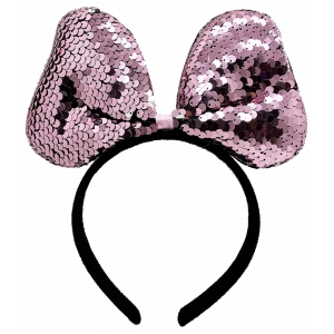 Renk Değiştiren Pullu Payetli Fiyonk Parti Tacı Pembe Gümüş Renk 20x16 Cm