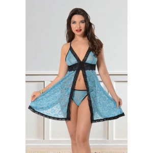 Turkuaz Dantel Gecelik - 664