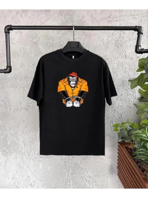 Unisex Çocuk Baskılı T-Shirt - Siyah