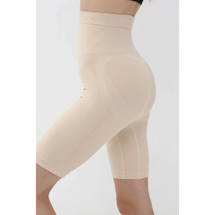 Yüksek Bel Uzun Paçalı Dikişsiz Şort Korse Tayt