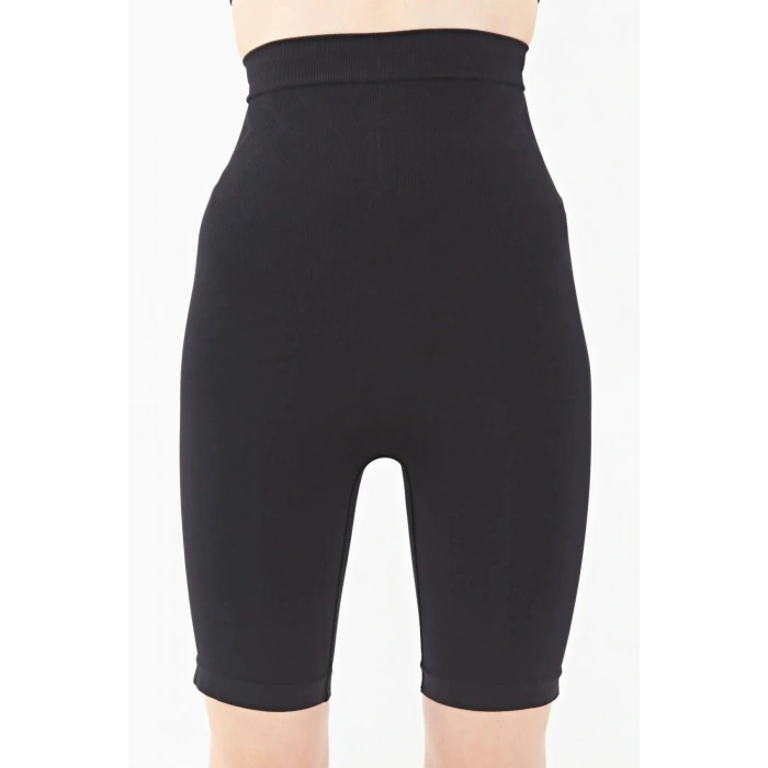 Yüksek Bel Uzun Paçalı Dikişsiz Şort Korse Tayt