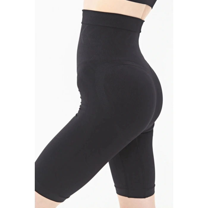 Yüksek Bel Uzun Paçalı Dikişsiz Şort Korse Tayt