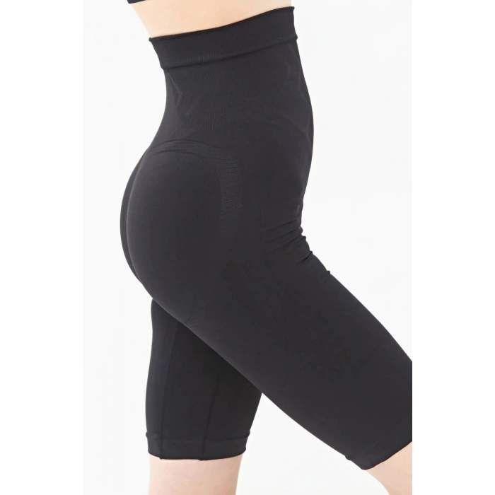 Yüksek Bel Uzun Paçalı Dikişsiz Şort Korse Tayt