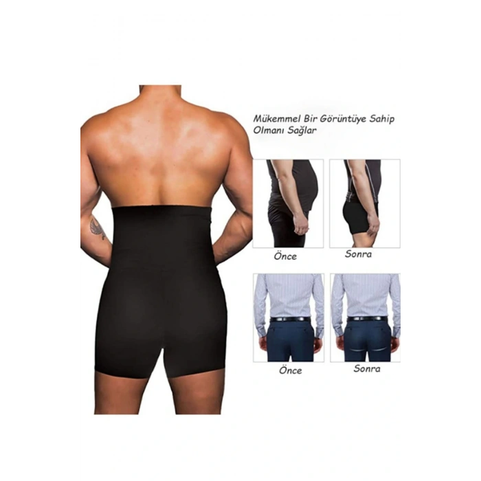 Erkek Göbek Düzleştirici Sıkılaştırıcı Yüksek Bel Silikonlu Boxer Korse