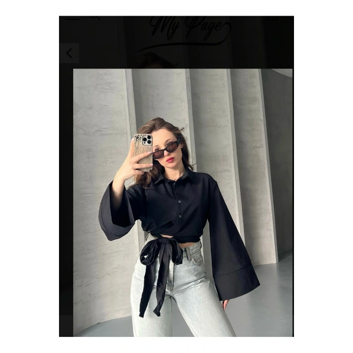 Geniş Kol Yandan Bağlamalı Gömlek