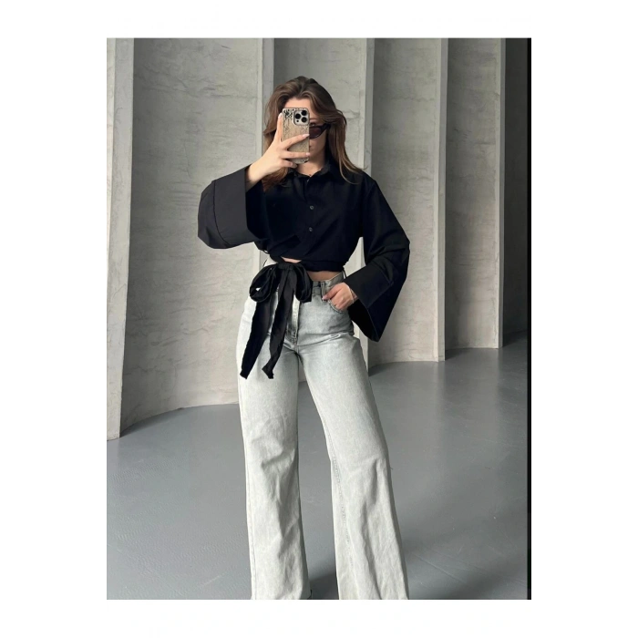 Geniş Kol Yandan Bağlamalı Gömlek