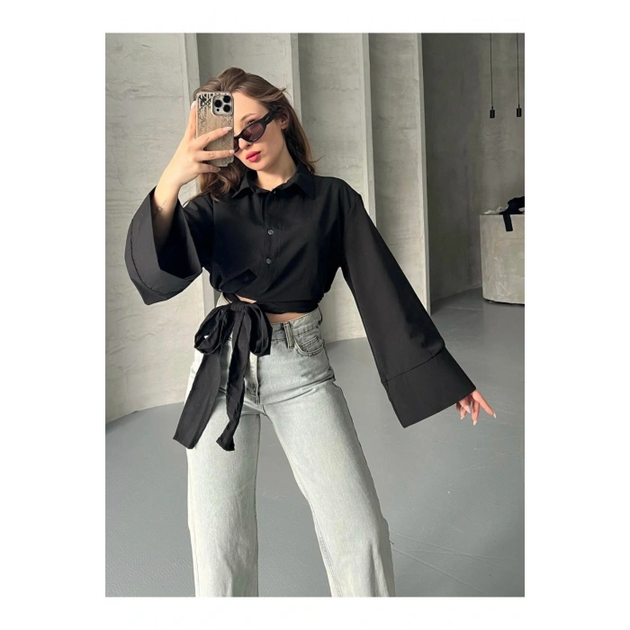 Geniş Kol Yandan Bağlamalı Gömlek