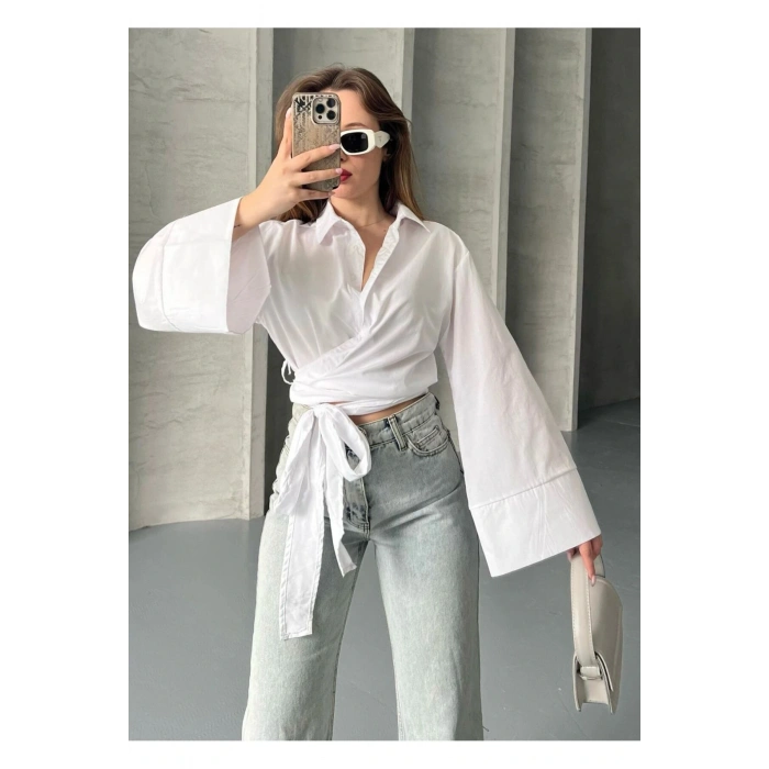 Geniş Kol Yandan Bağlamalı Gömlek