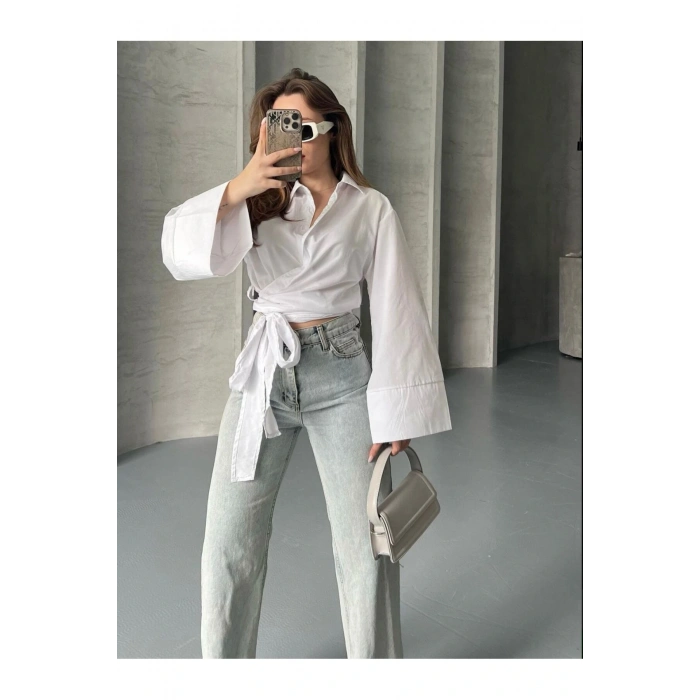 Geniş Kol Yandan Bağlamalı Gömlek