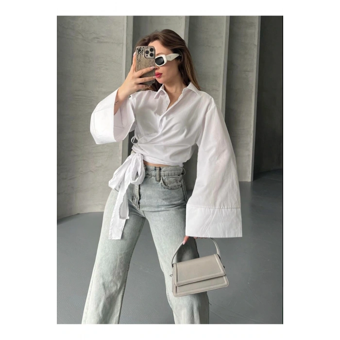 Geniş Kol Yandan Bağlamalı Gömlek